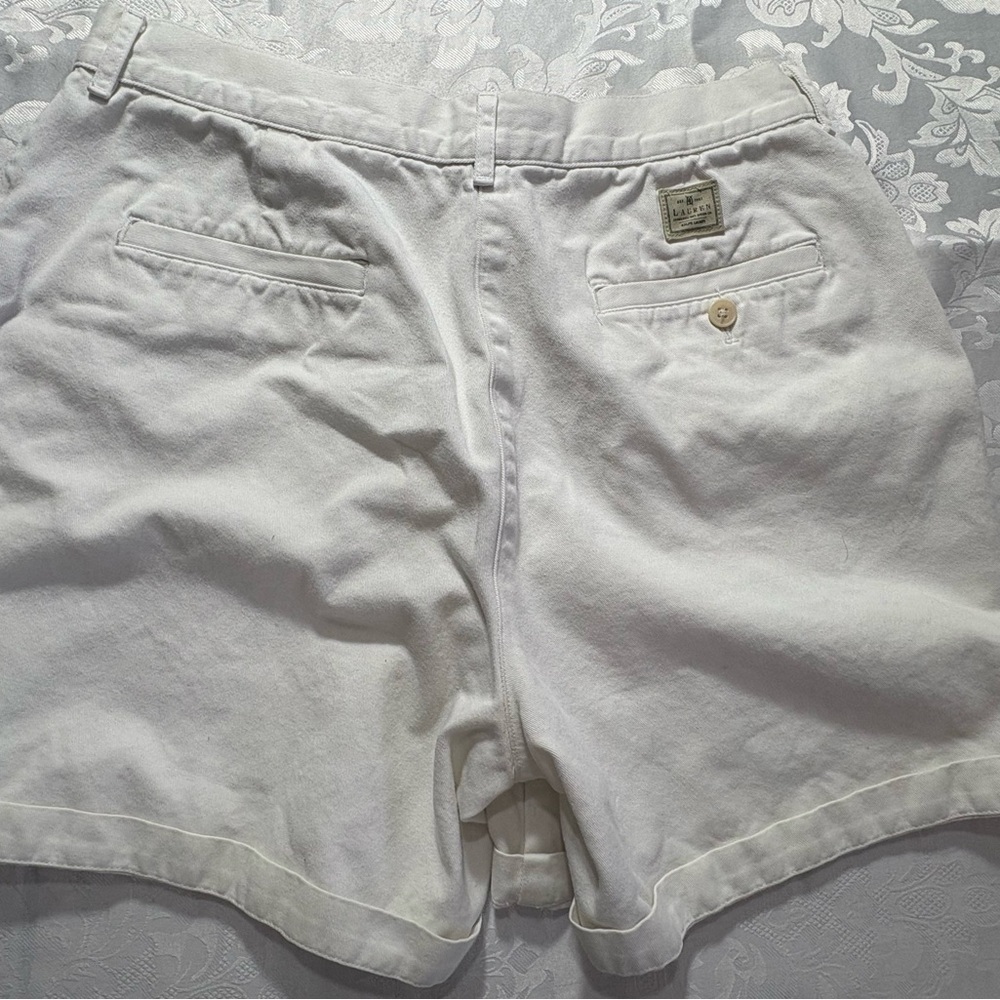 Lauren Ralph Lauren Shorts Women’s 12 White Cotton Short Chino Flat Front Cuffed - Picture 3 of 6